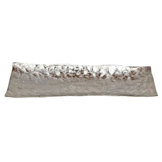 Metall Platte eckig Alu/silber 48 cm