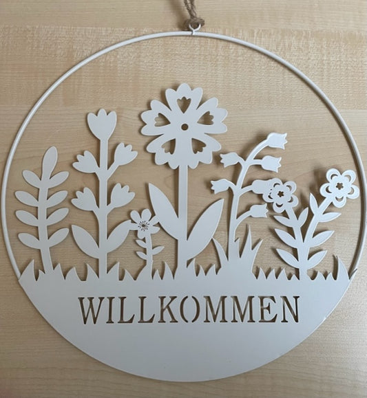 Metallring Blüten weiß 29 cm