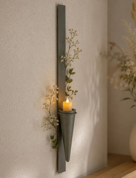 Metall Wandleuchter 55cm, silber