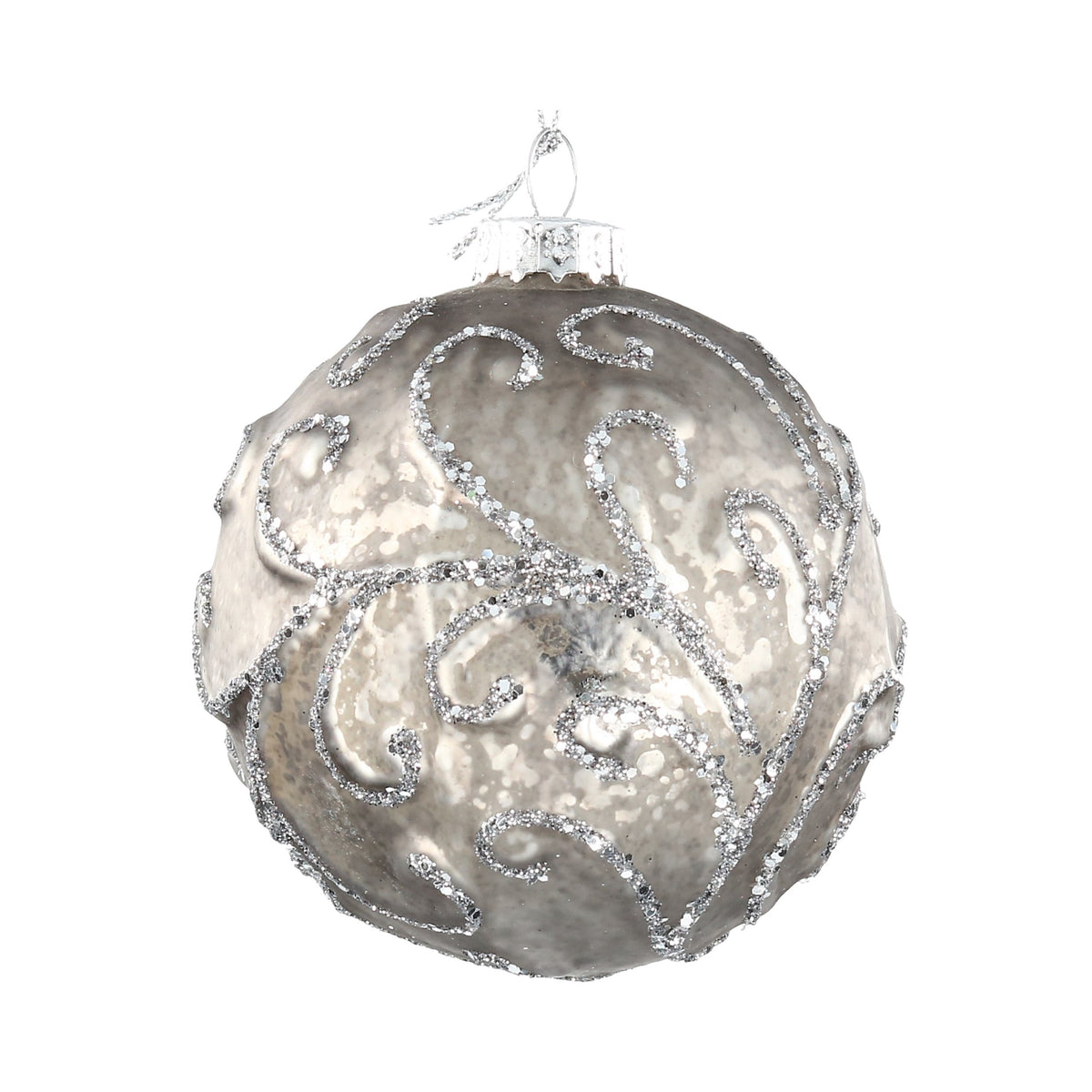 Kugel silber taupe Giltzer Glas 8 cm – Kathrin Kynast e.K