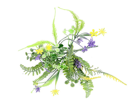 Strauß Farn und lila/ gelbe Blüten