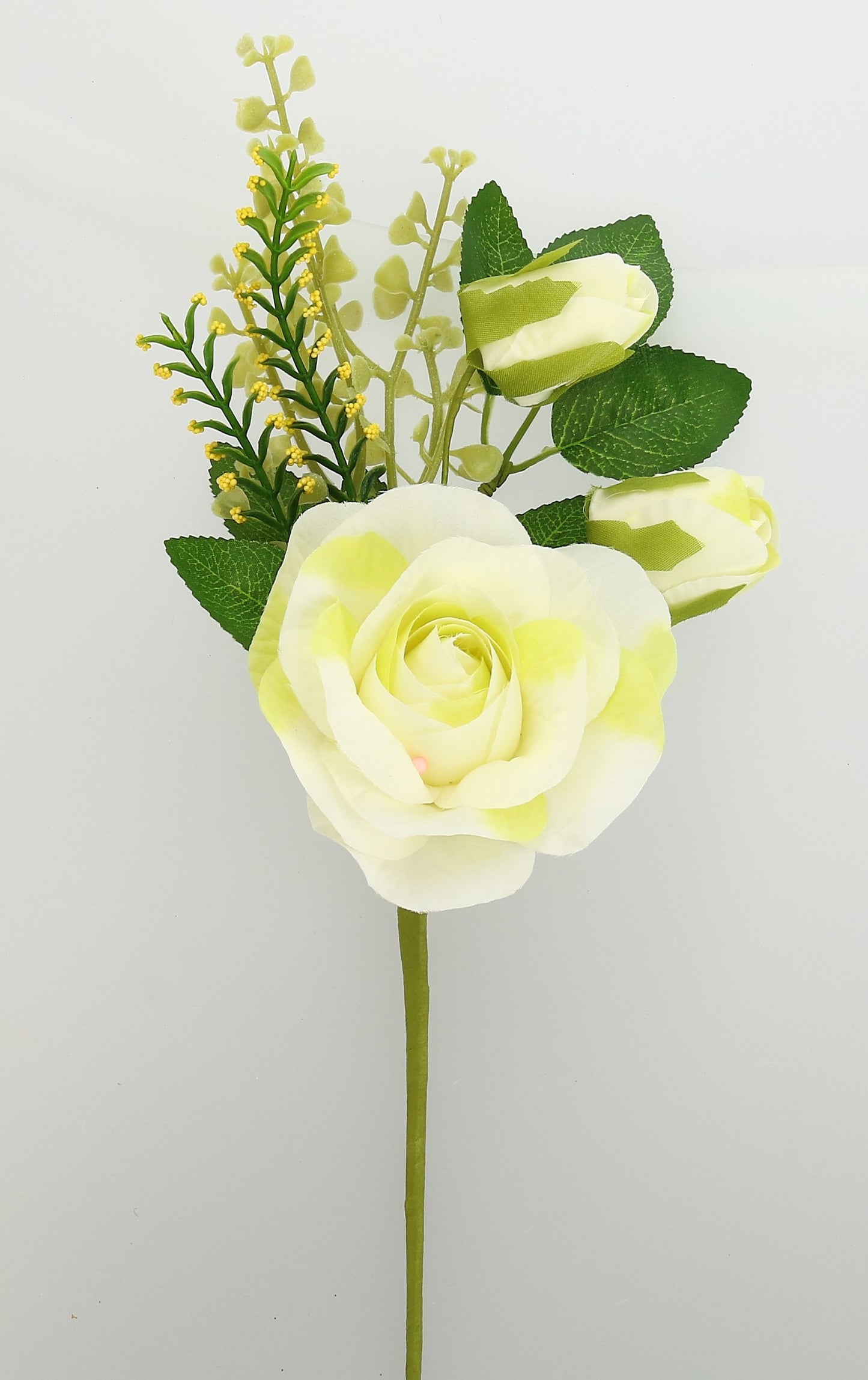 Strauß mit Rose weiß/grau 23 cm