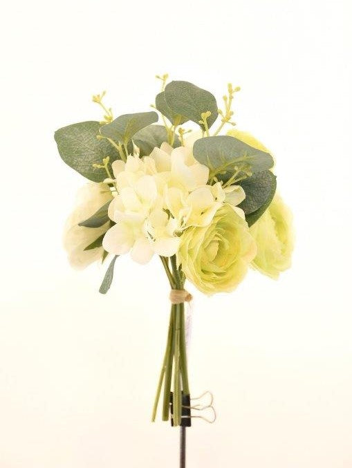 Strauß Hortensie und Rosen gelb 26 cm