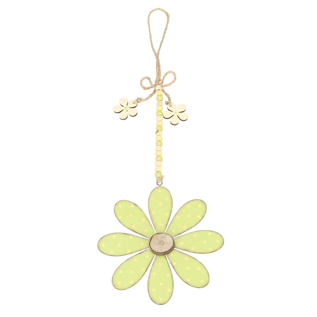 Hänger Metall Blume mit Perlen grün