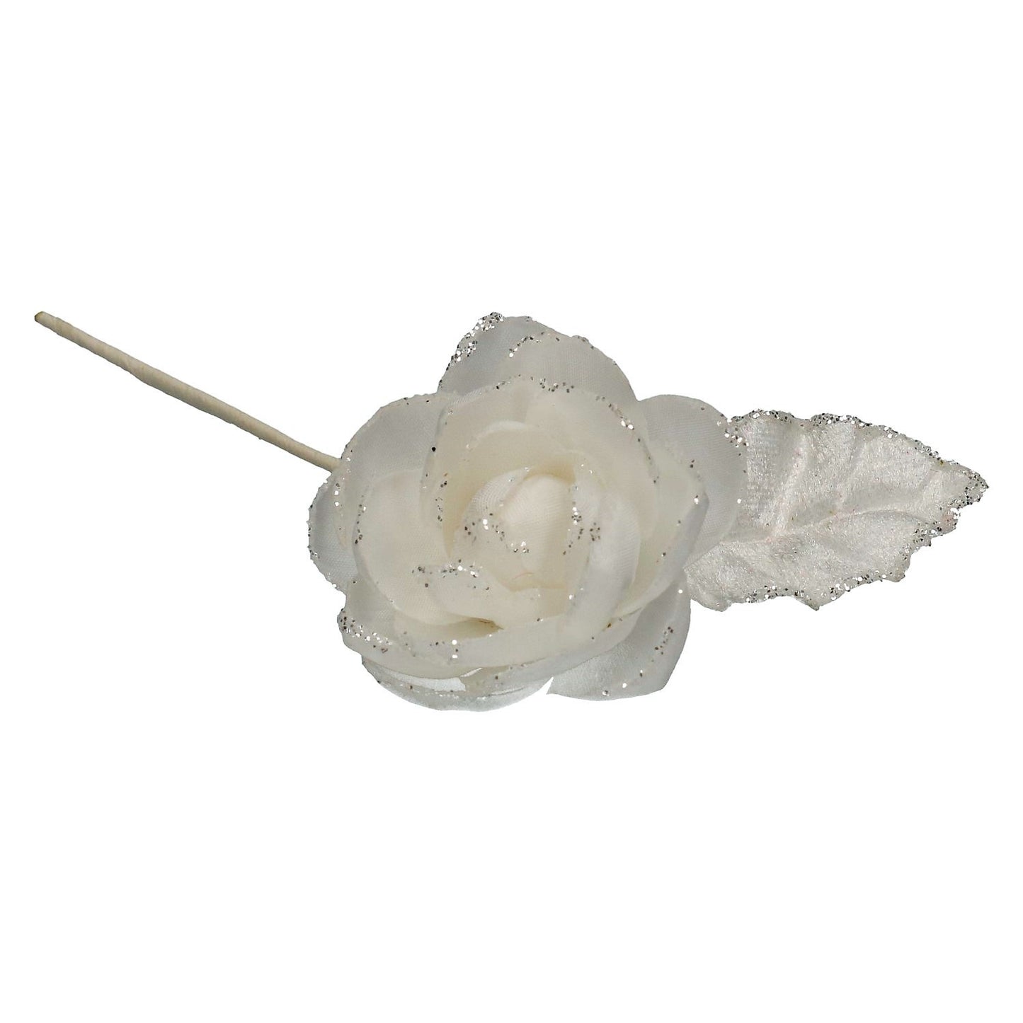 Blüte weiße Rose mit Silberrand 5 cm