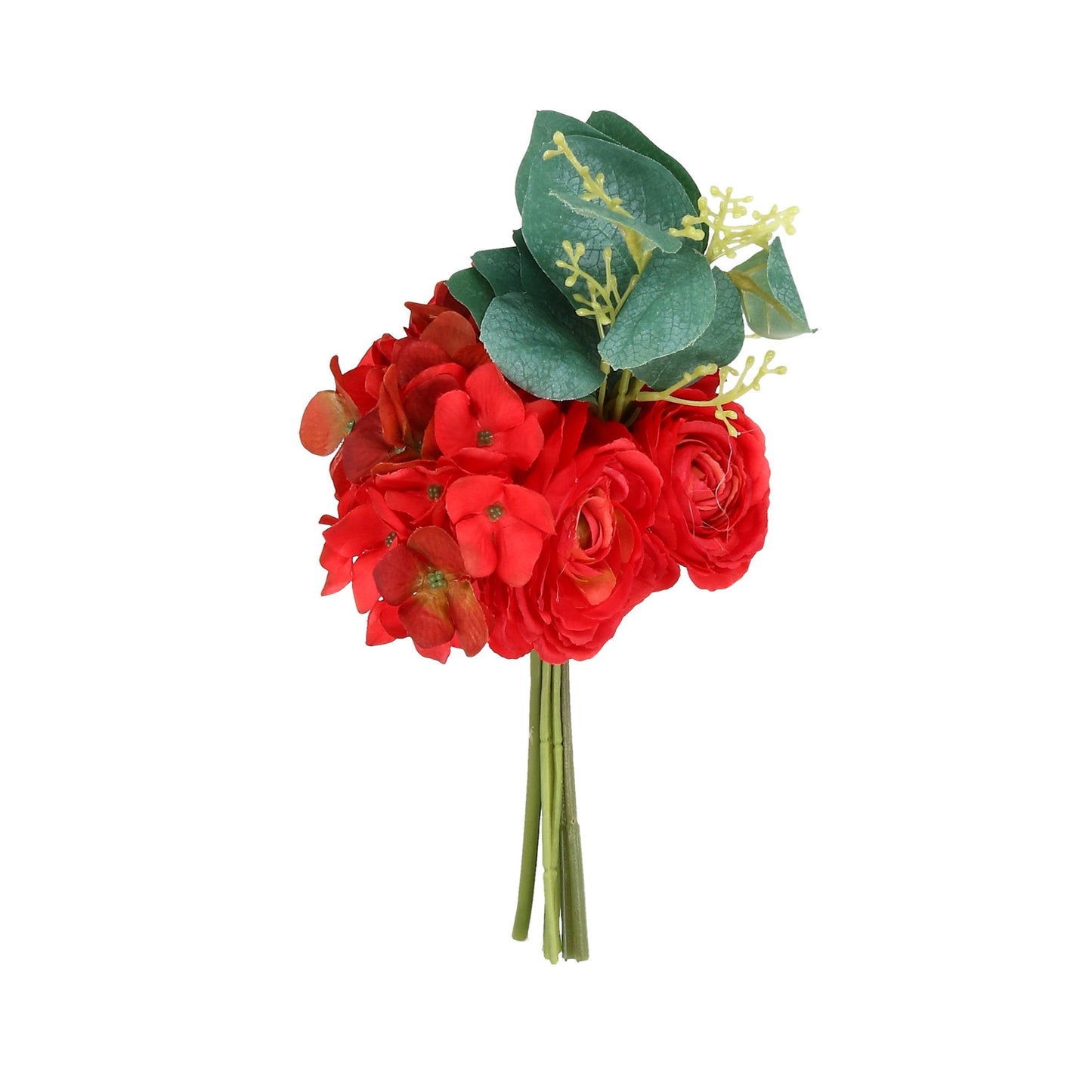 Strauß Hortensien und Rosen rot 26 cm