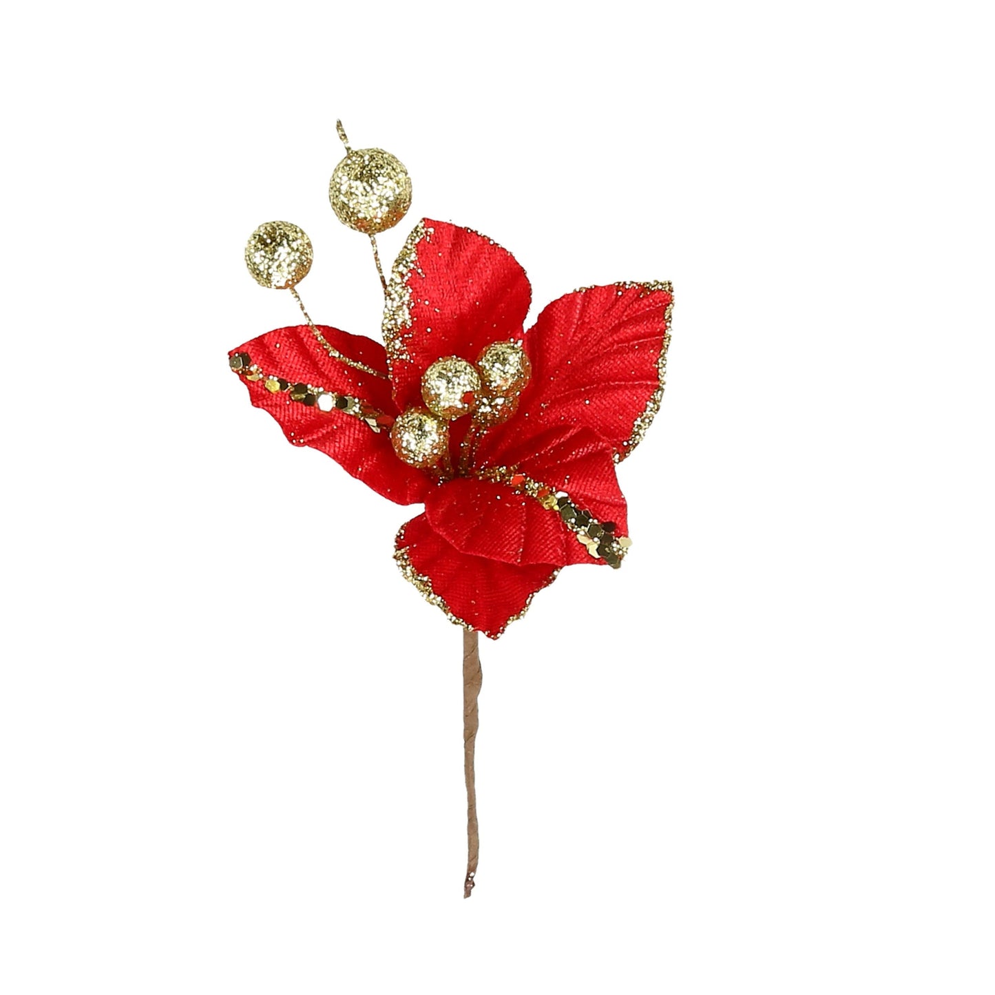 Blüte Weihnachststern rot/gold 18 cm