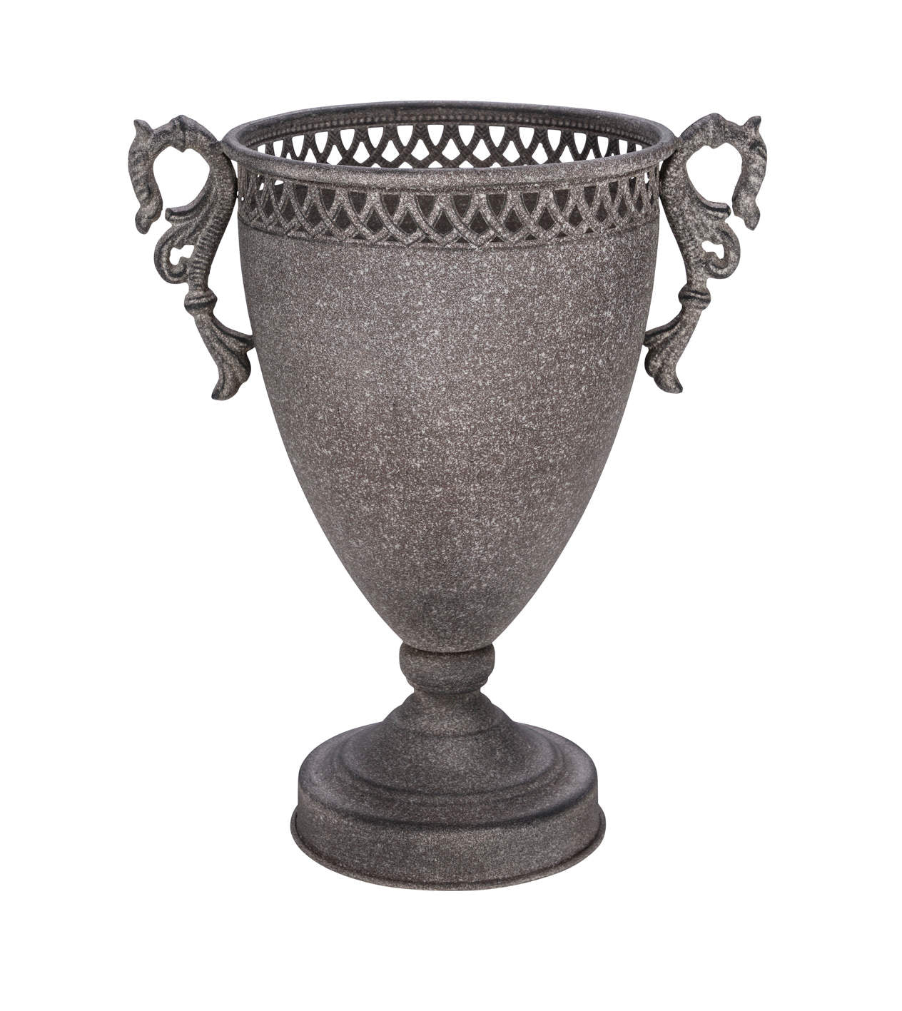 Metall Pokal mit Henkeln grau 31,5x40 cm