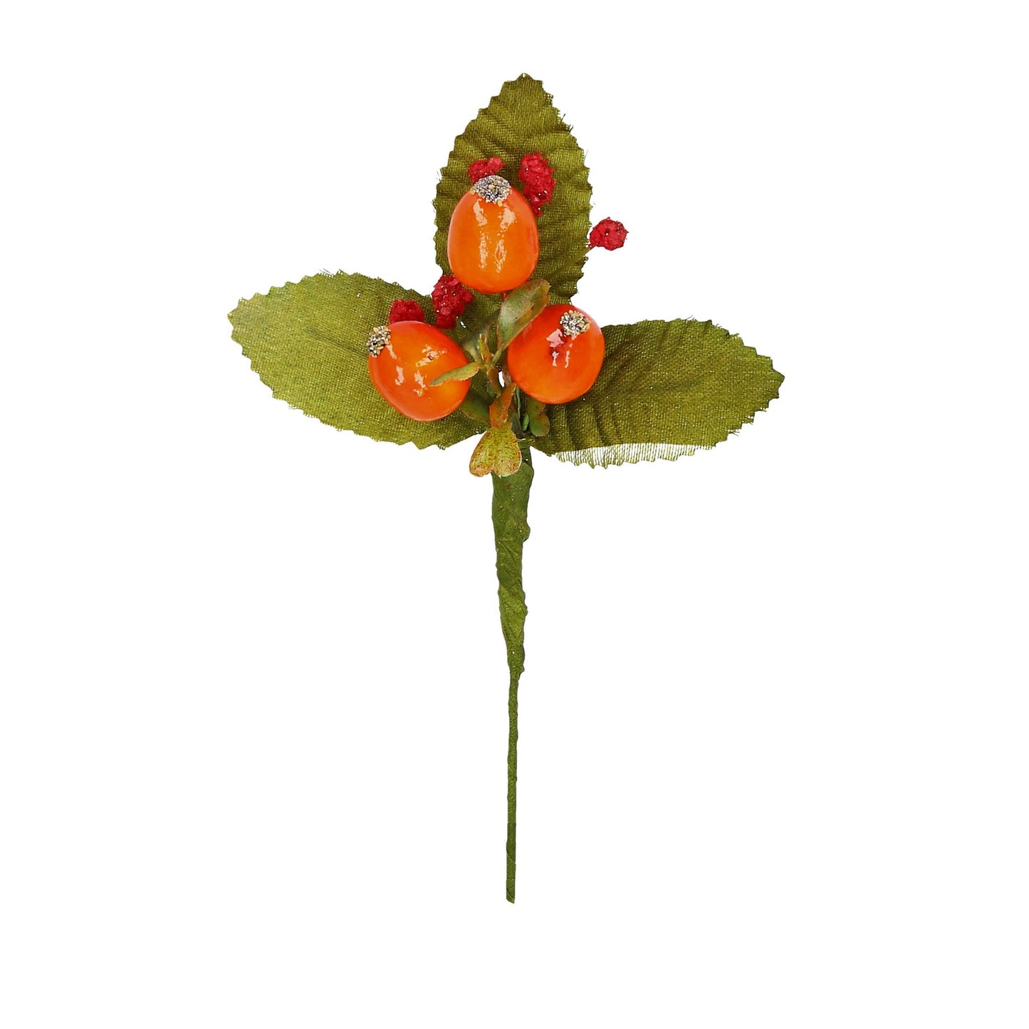 Pick Hagebutten/Watte, Blätter orange 15 cm