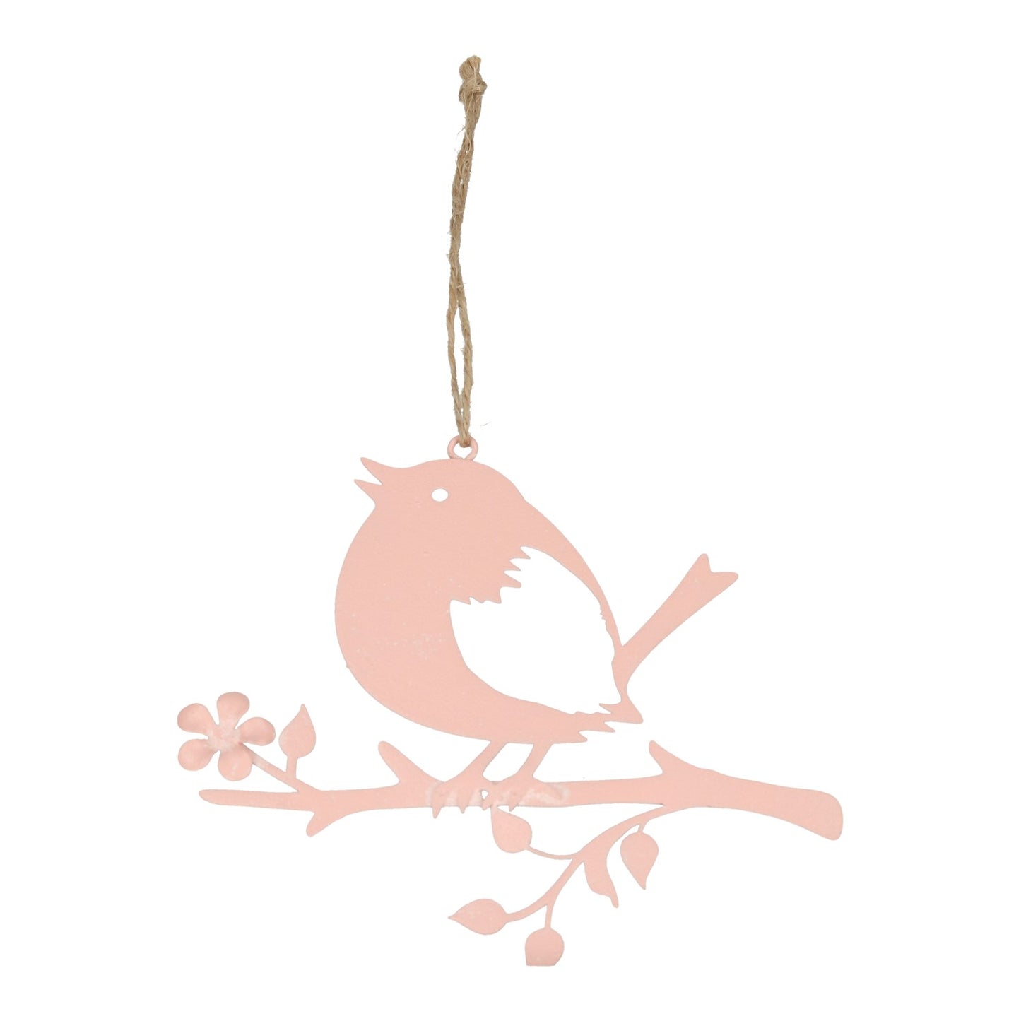 Metall Hänger Vogel auf Ast rosa
