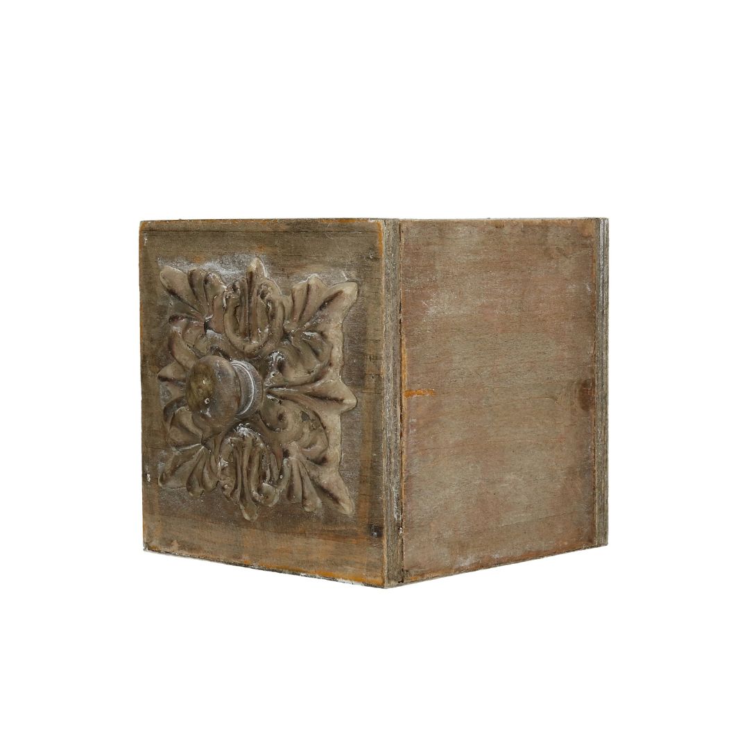 Holz Box Schublade mit Ornament natur