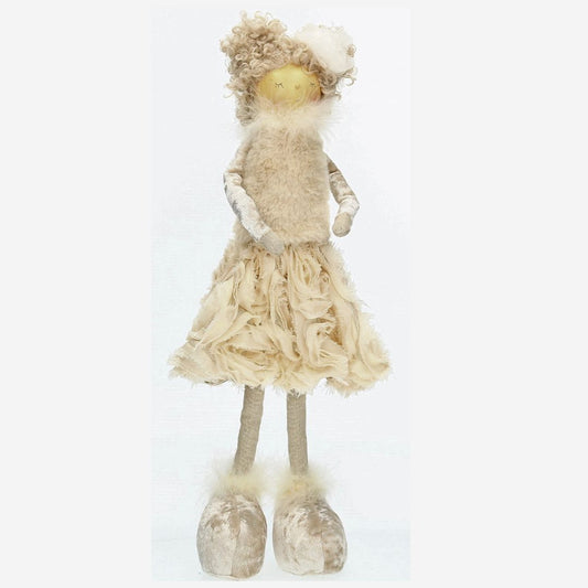 Puppe mit Blütenrock beige 43 cm