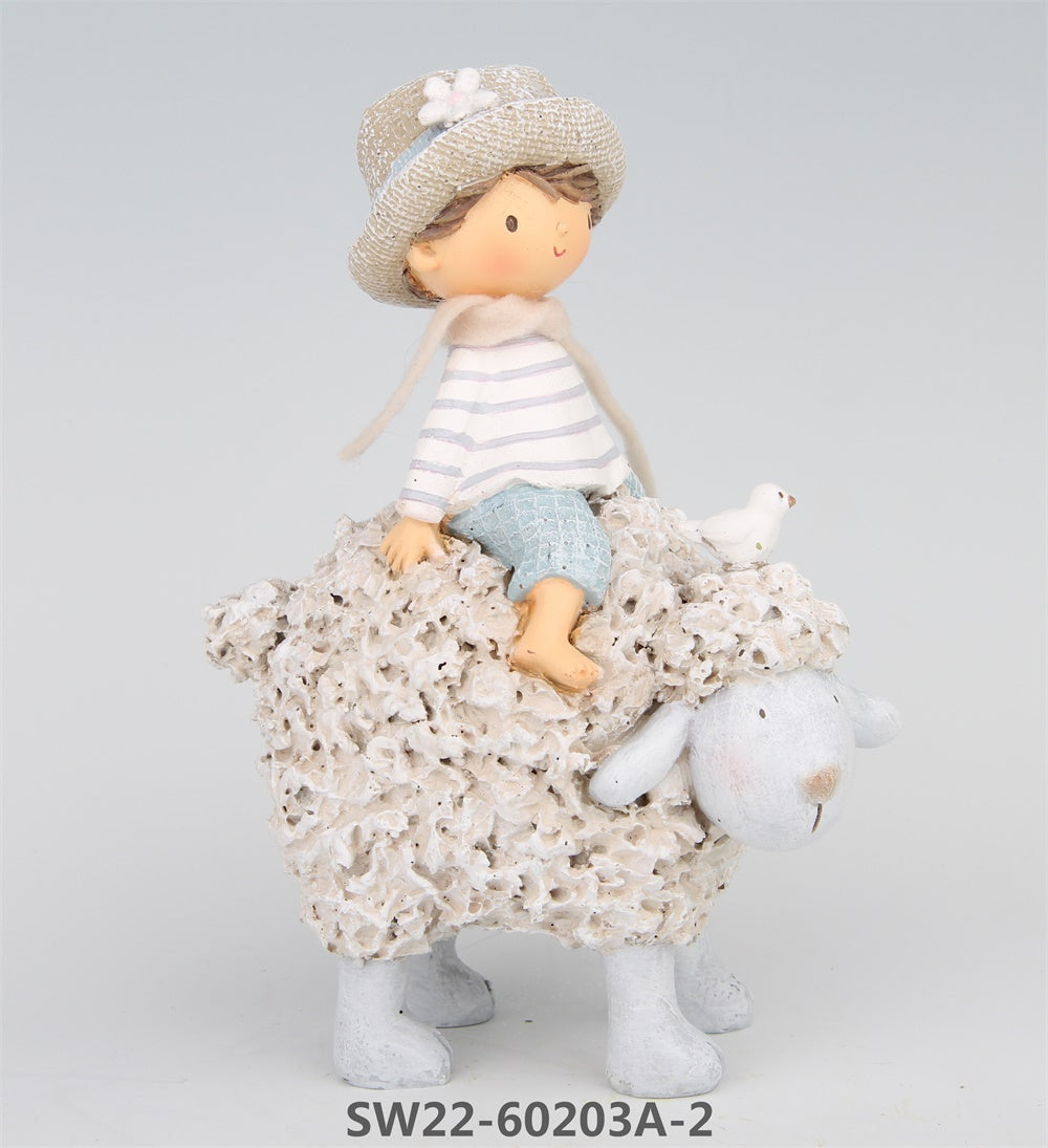 Figur Junge auf Schaf