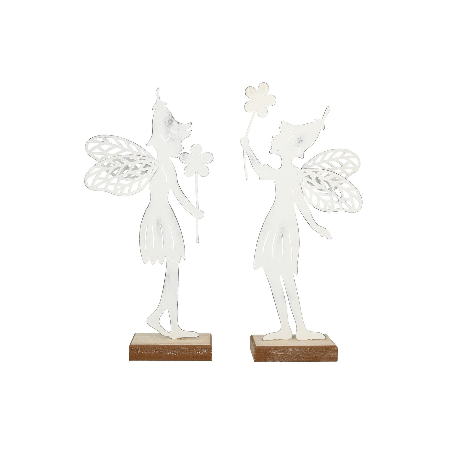 Figur Elfe mit Blume auf Holzsockel 26 cm