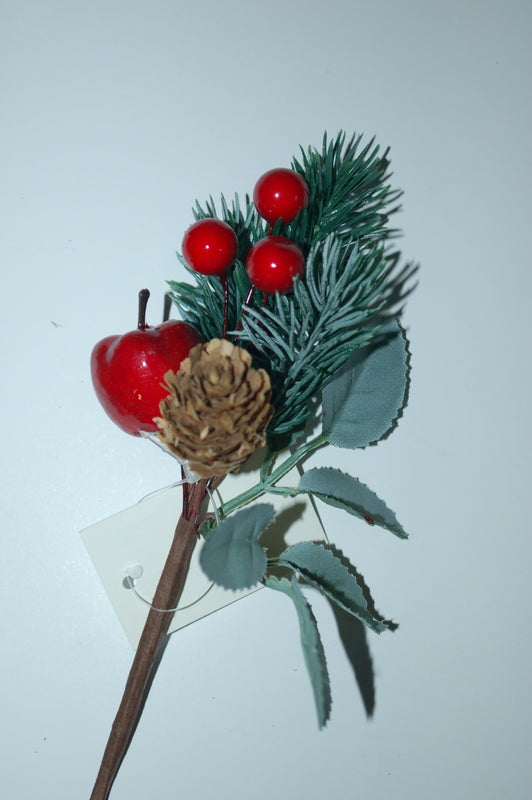 Pick Tanne, Apfel, Beeren, Zapfen rot/grün 17 cm