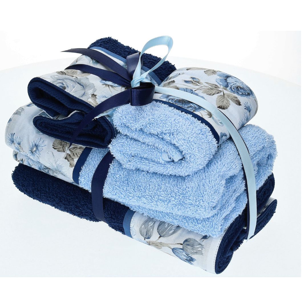Handtuch-Set "Rose" blau